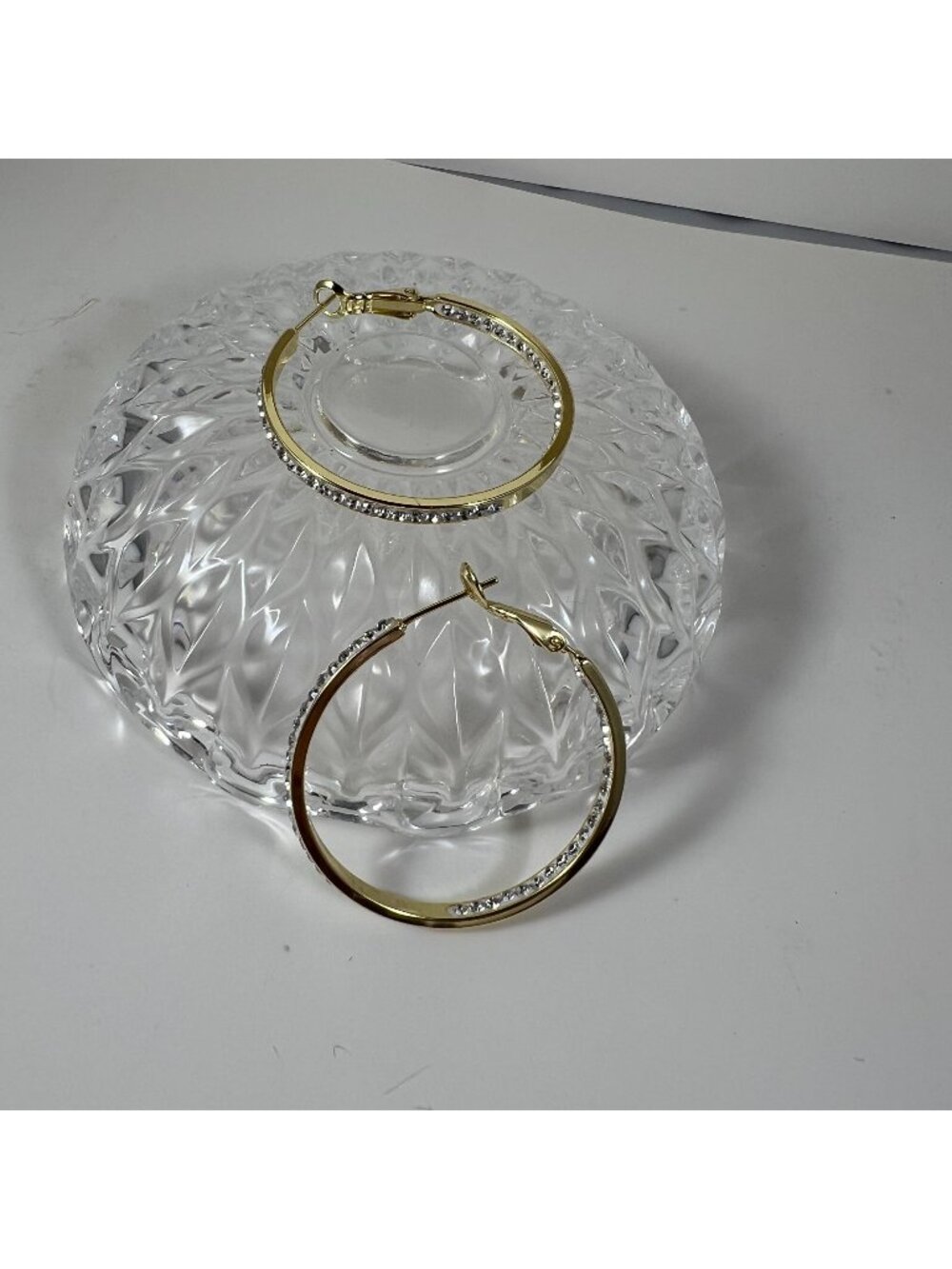 Gold Hoop Earrings With Rhinestone Detailing ATI BRCH